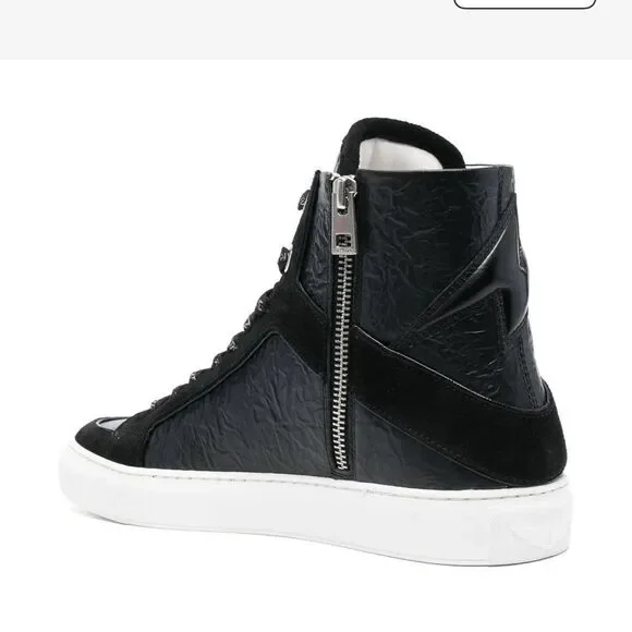 Zadig&Voltaire High Lash crinkled-finish leather sneakers FLAWED - Picture 4 of 9